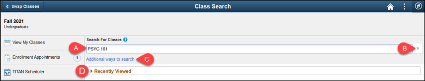 Swap Classes - Class Search. Click to enlarge